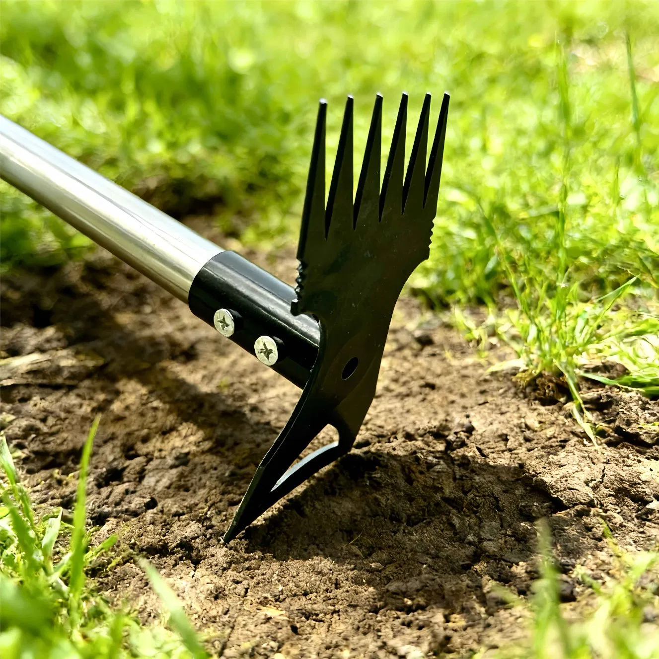 80cm Steel Garden Rake Hand Hoe for Weeding and Soil Preparation