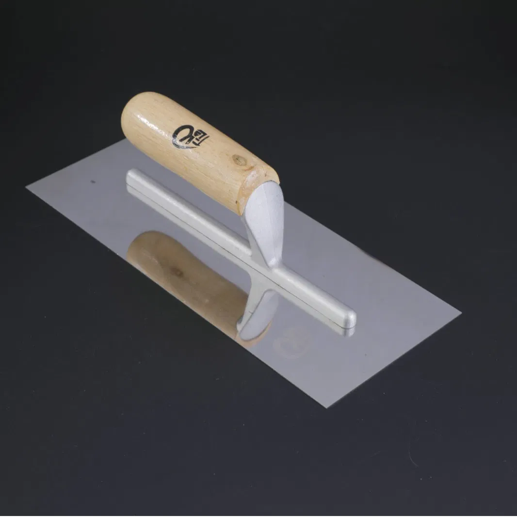 Professional Stainless Steel Drywall Finishing Trowel Polished Blade Wooden Handle