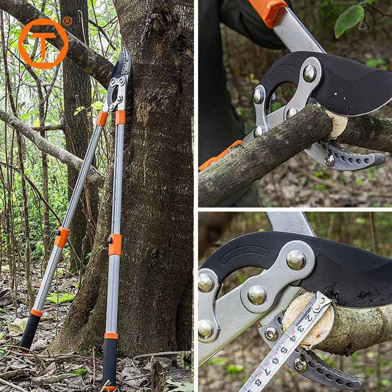 Heavy Duty High Branch Cutter Tree Trimmer Telescopic Pruner Garden Tools Anvil Lopper with 65mn Steel Blade