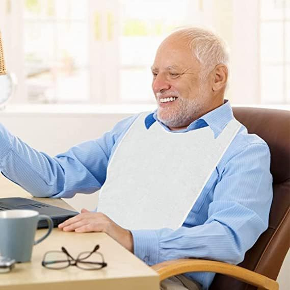 Elderly Saliva Pouches, Adult Bibs, Ultra-Fine Fiber Solid Color Auxiliary Food Tools, Adult Aprons