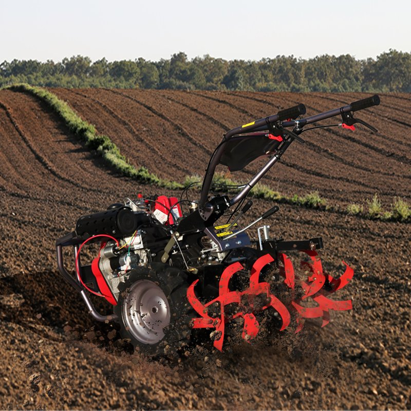 4 Wheeled Walk Behind Farm Garden Hand Walking Tractor Cultivator for Farm