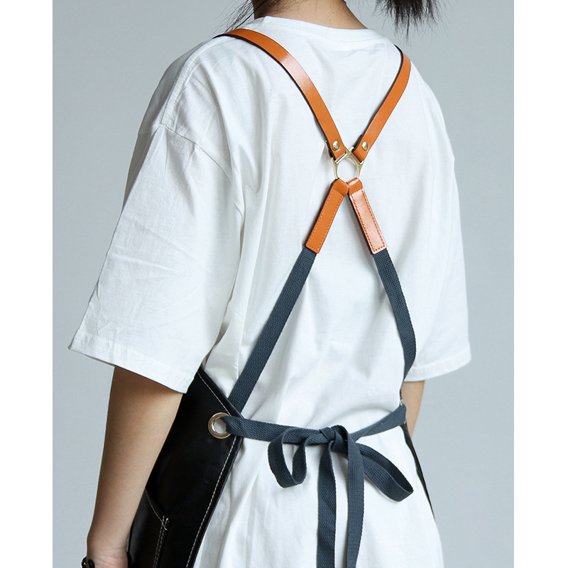 Custom Logo New Design High Quality Durable Leather BBQ Apron Work Tool Apron