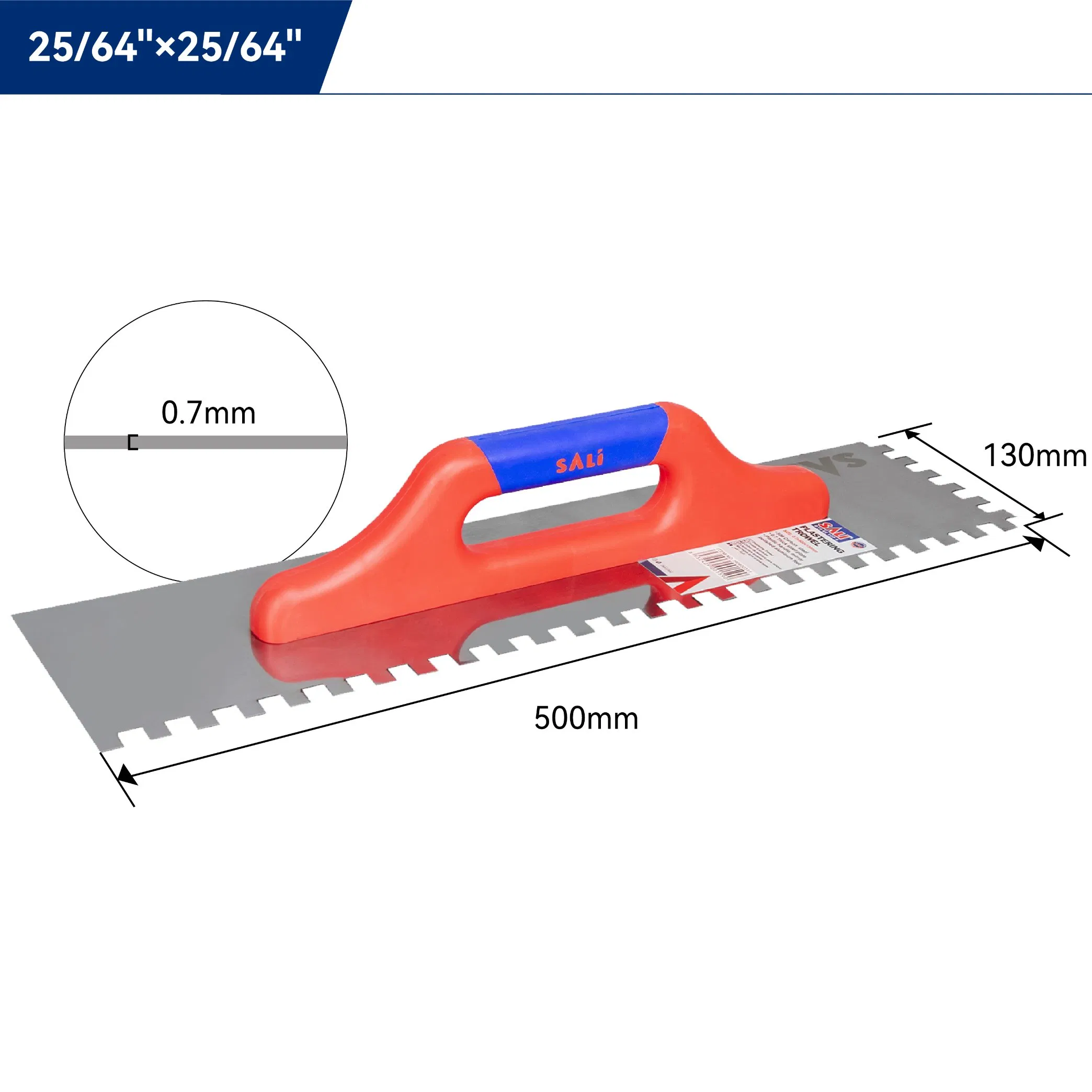 Sali 0.7mmthick Steel Plastic Handle Plastering Trowel with Teeth