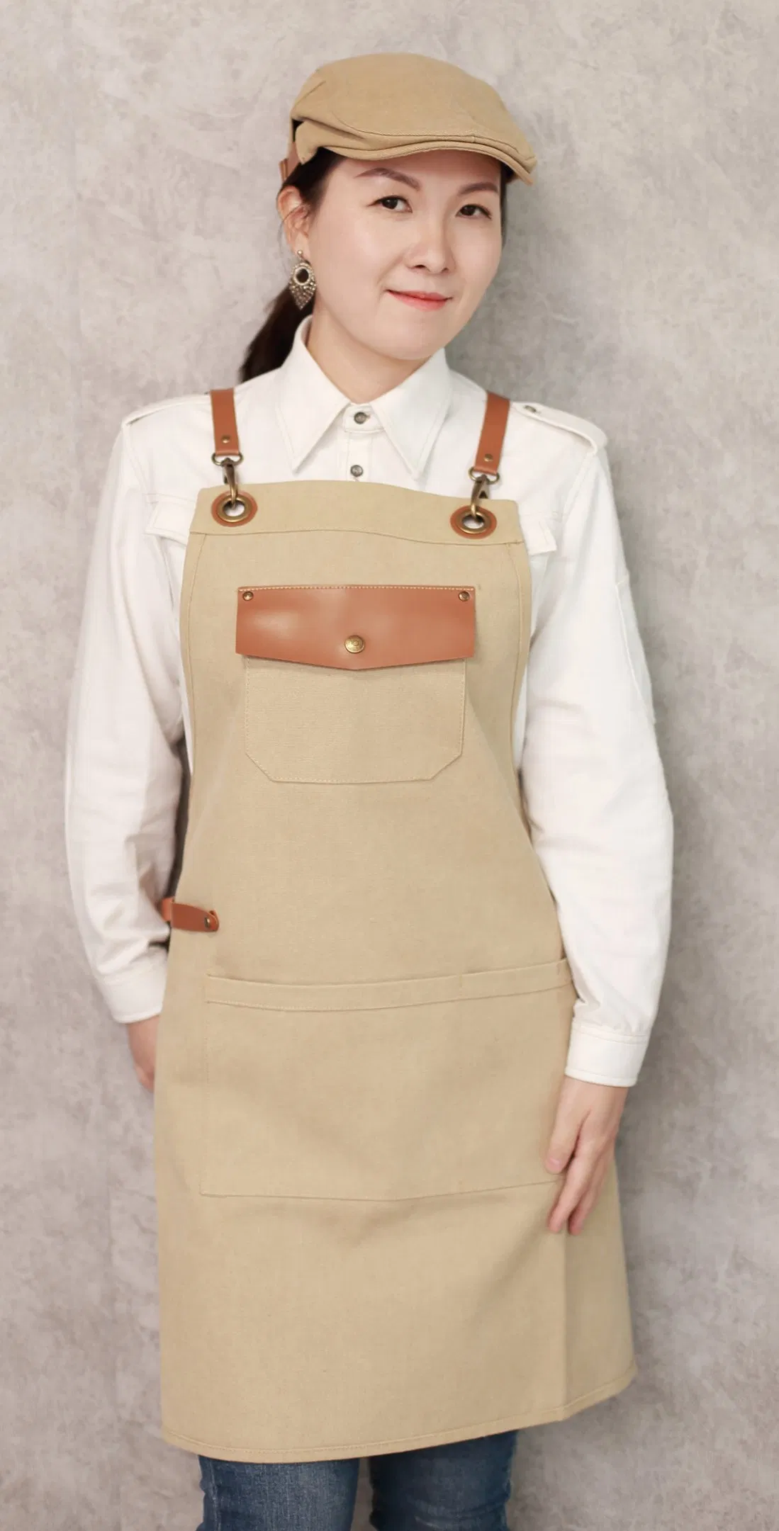 Canvas Work Apron Customized Logo Tool Apron Garden Aprons with Tool Pockets