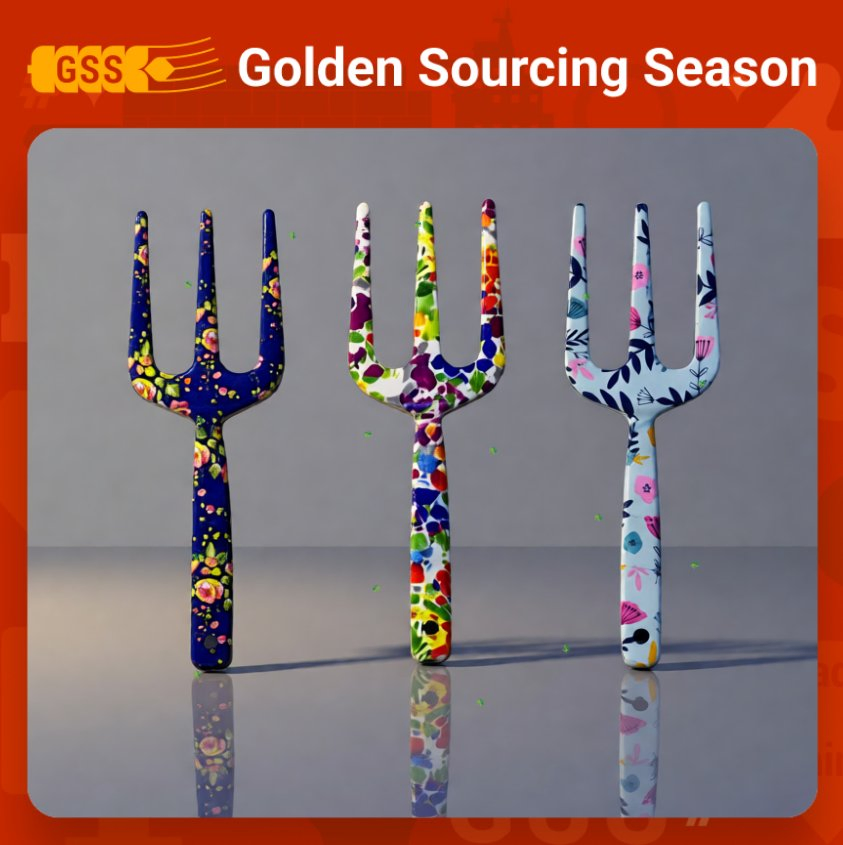 Aluminum Alloy Printed Floral Cute Mini Hand Tool Set Garden Yard Small Fork Eco-Friendly Reusable