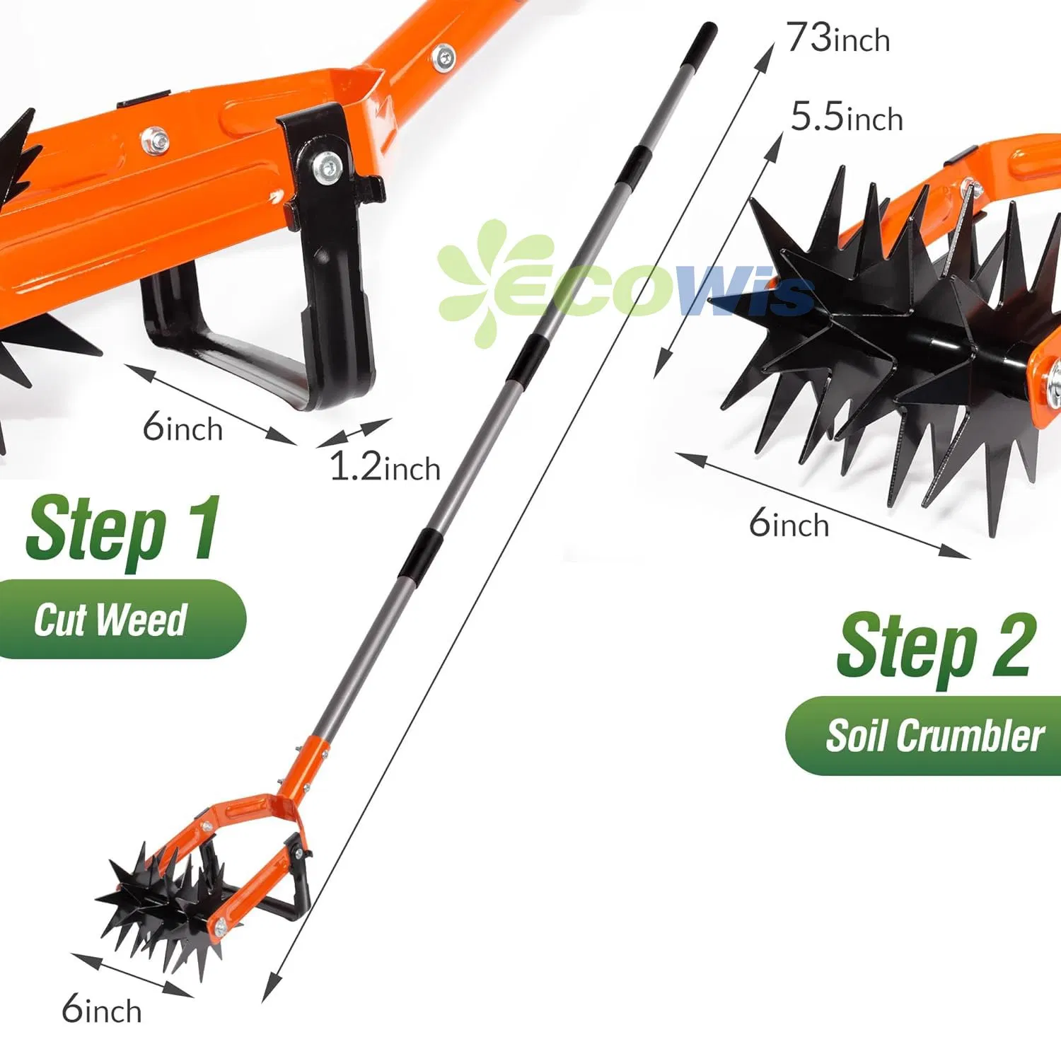 Adjustable Garden Hand Tiller Soil Mixing Weeding Tool