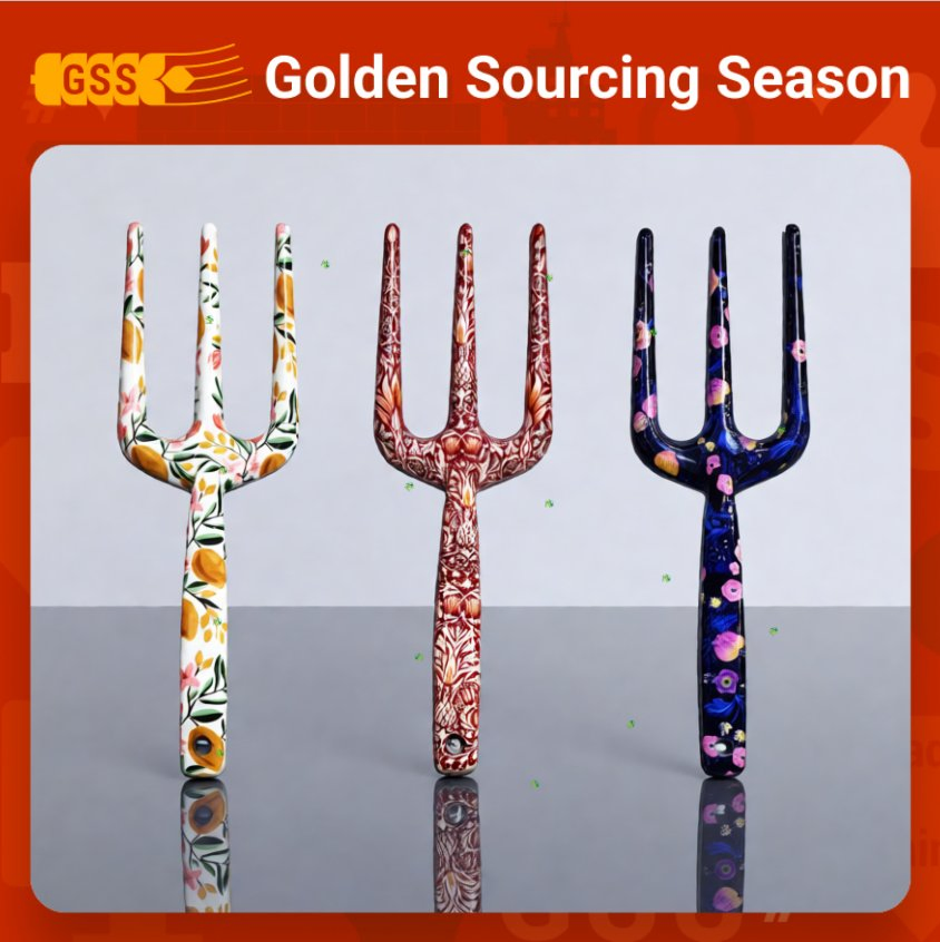 Aluminum Alloy Printed Floral Cute Mini Hand Tool Set Garden Yard Small Fork Eco-Friendly Reusable