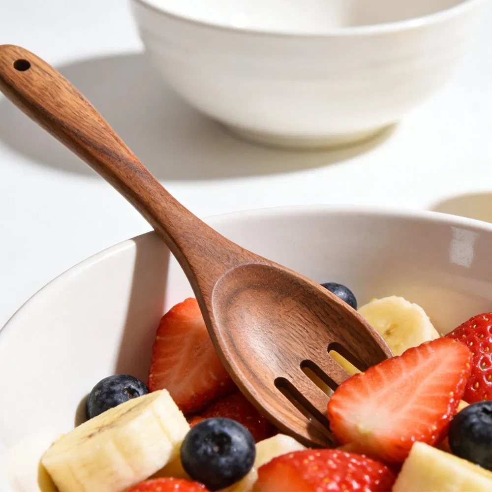 Kitchen Tool Spoon Acacia Wood Fork Restaurant Salad Pasta Grill Tasting Fork