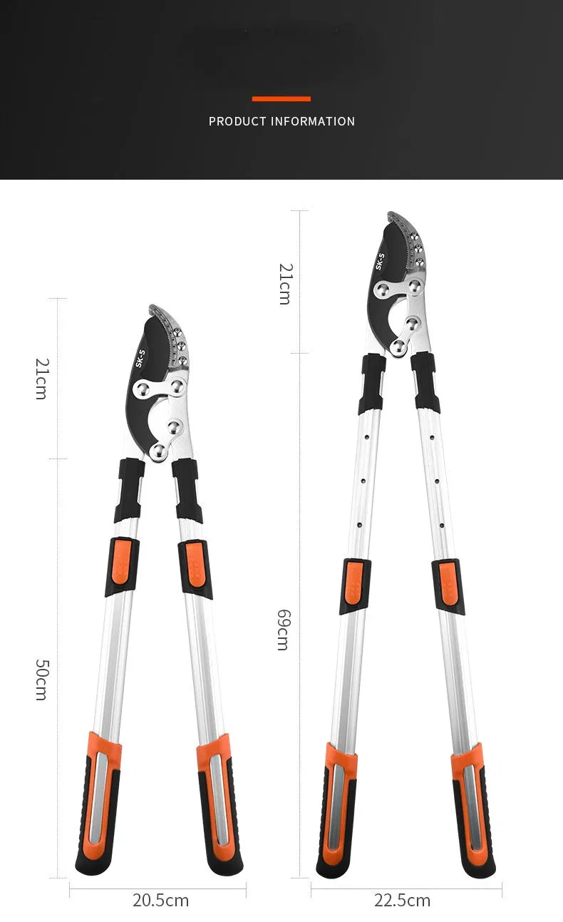Horticulture Aluminum Alloy Adjustable Telescopic Grip Pruning Shear Long Reach Lopper