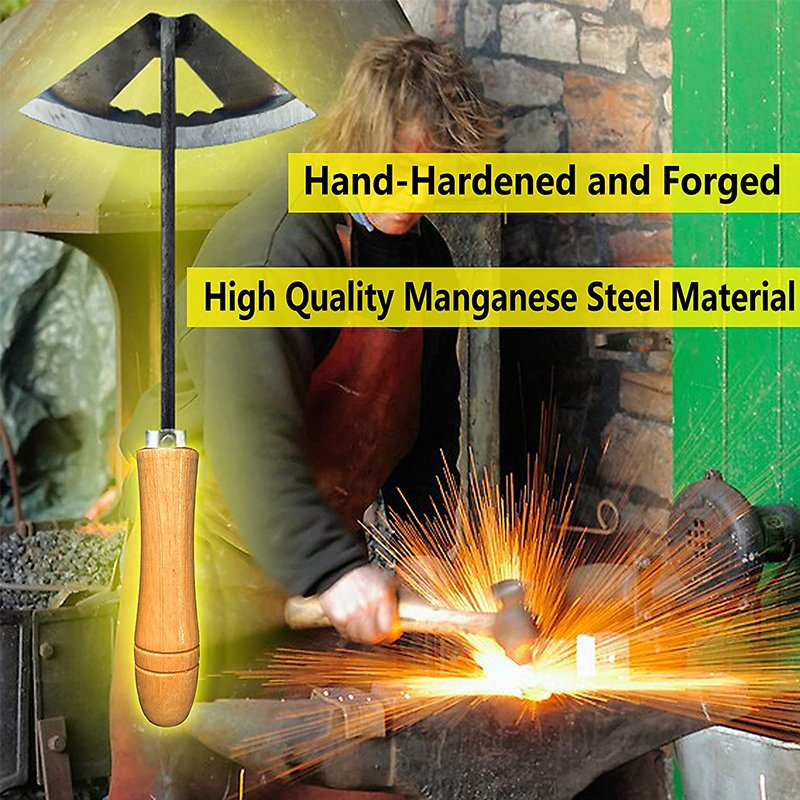 Top Quality All-Steel Manganese Steel Landscaping Weeding Hand-Hardened Rake Forged Gardening Hand-Held Small Hollow Hoe