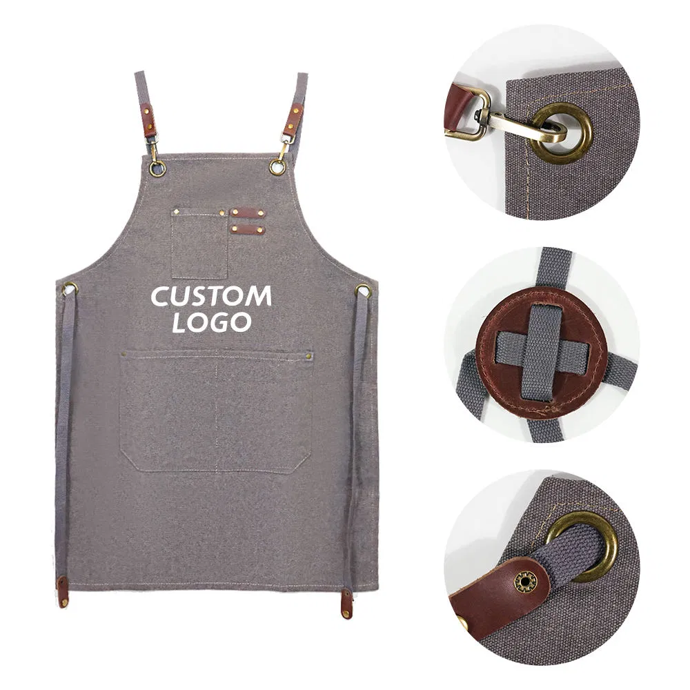 2024 Customized Logo Custom Stylist Apron for Hairdresse with Pocket Tool Apron Cooking Apron