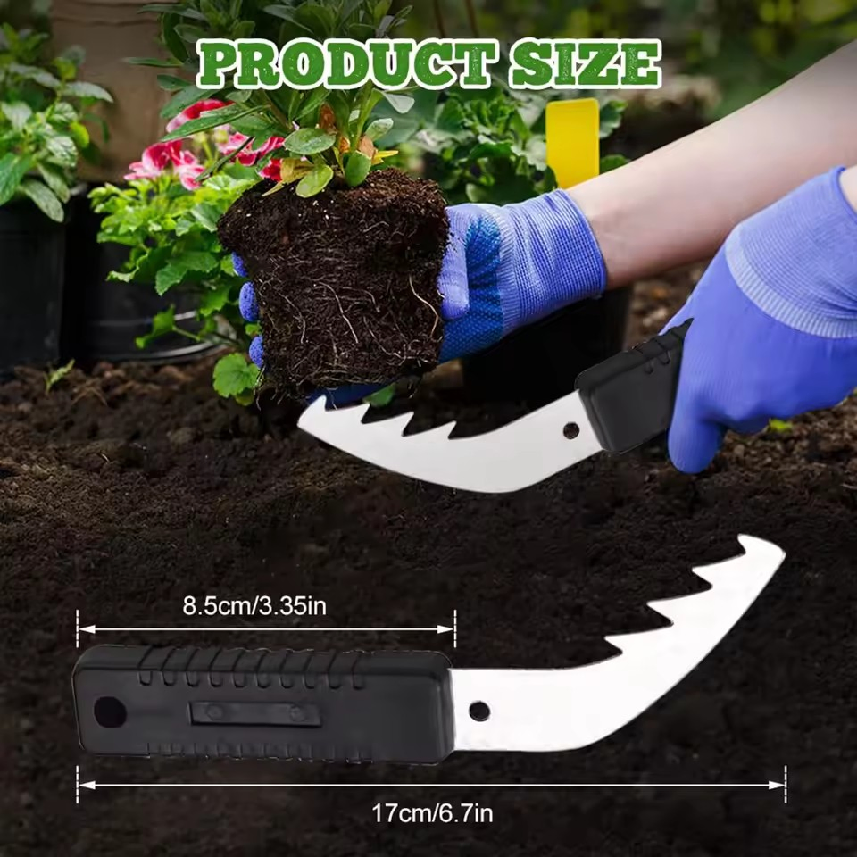 Manual Weed Remover Tool Grooved Anti-Slip Handle Weed Puller Tool Grass Hooking Device Suitable for Backyard Farm Weeder