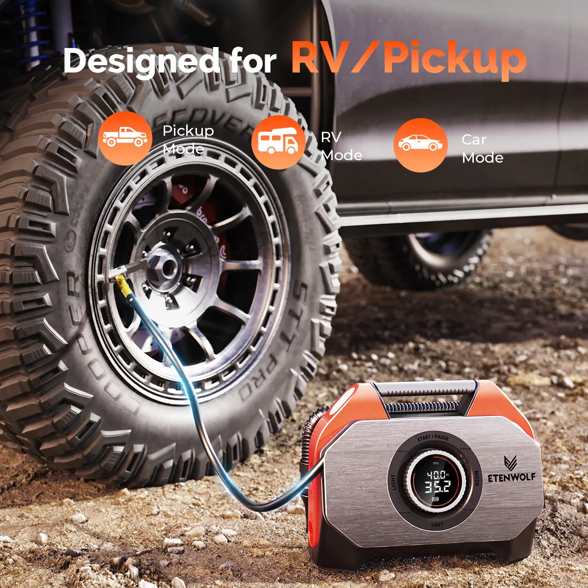 OEM ETENWOLF S6 Heavy-duty Tire Inflator Air Compressor for SUV/Car/Pickup Manufacturers, Supplier