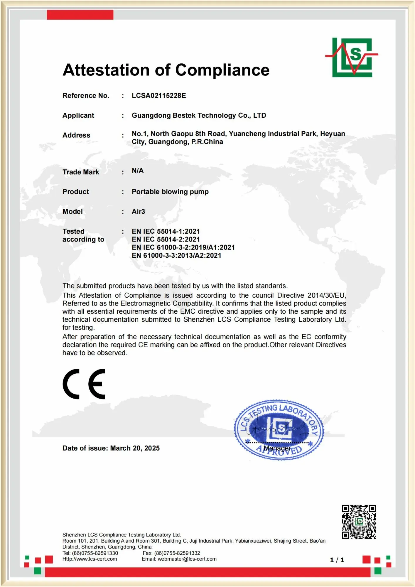 MOZEN Product Safety Certification Document UL ETL Standard