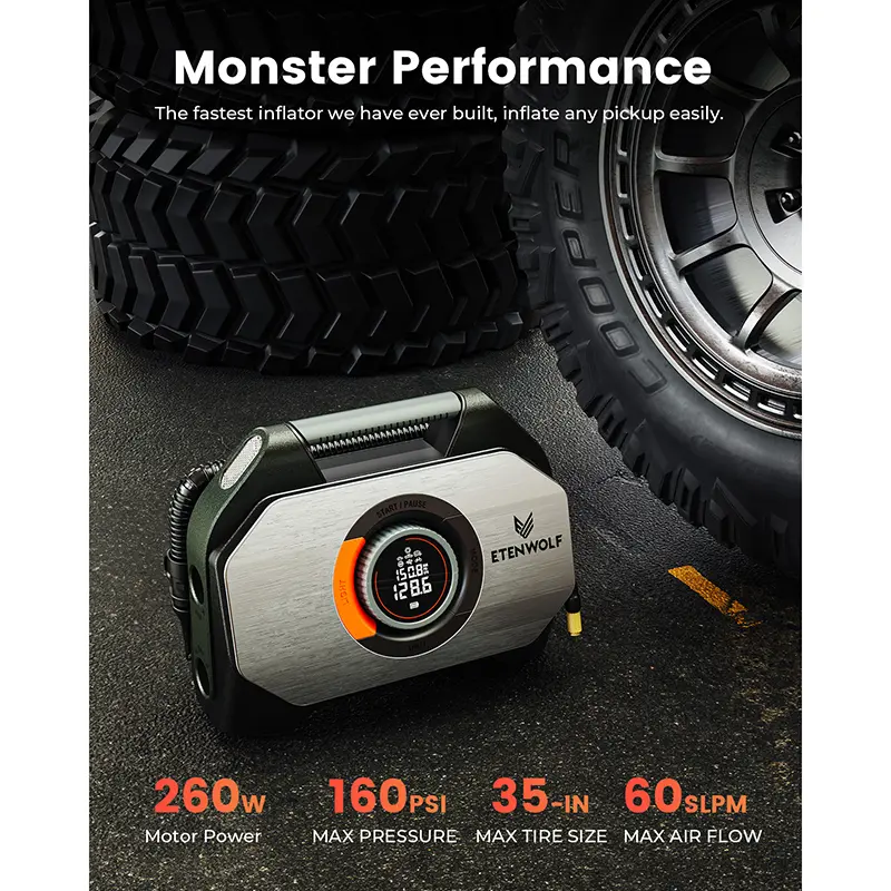 High-Quality ETENWOLF S7 Flagship Tire Inflator Air Compressor 38400mAh Manufacturer, Suppliers