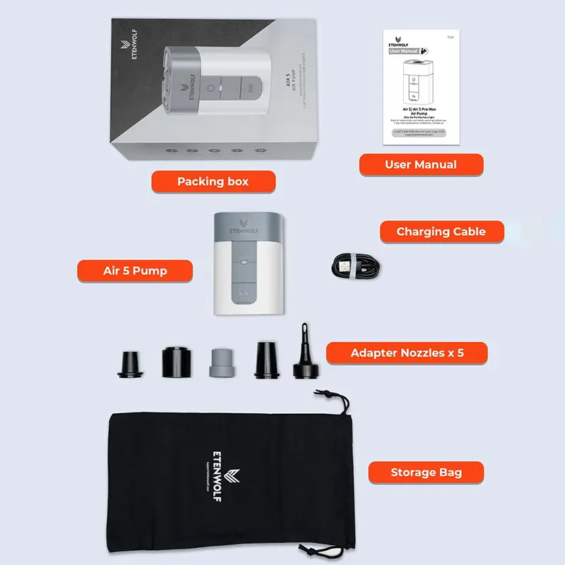 Custom ETENWOLF Air 5 Air Pump for Inflatables Air Mattress Vacuum Bag Supplier, Factory