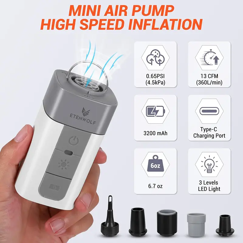ODM ETENWOLF Air 2 Air Pump for Inflatables Air Mattress Vacuum Bag Suppliers, Factories