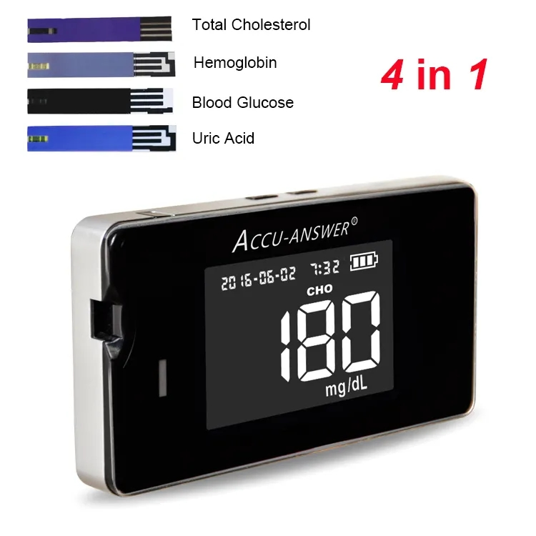 Diabetes Self Test Digital Smart Blood Sugar Glucose Meter Total Cholesterol Hemoglobin Uric Acid Multi-Monitorinbin