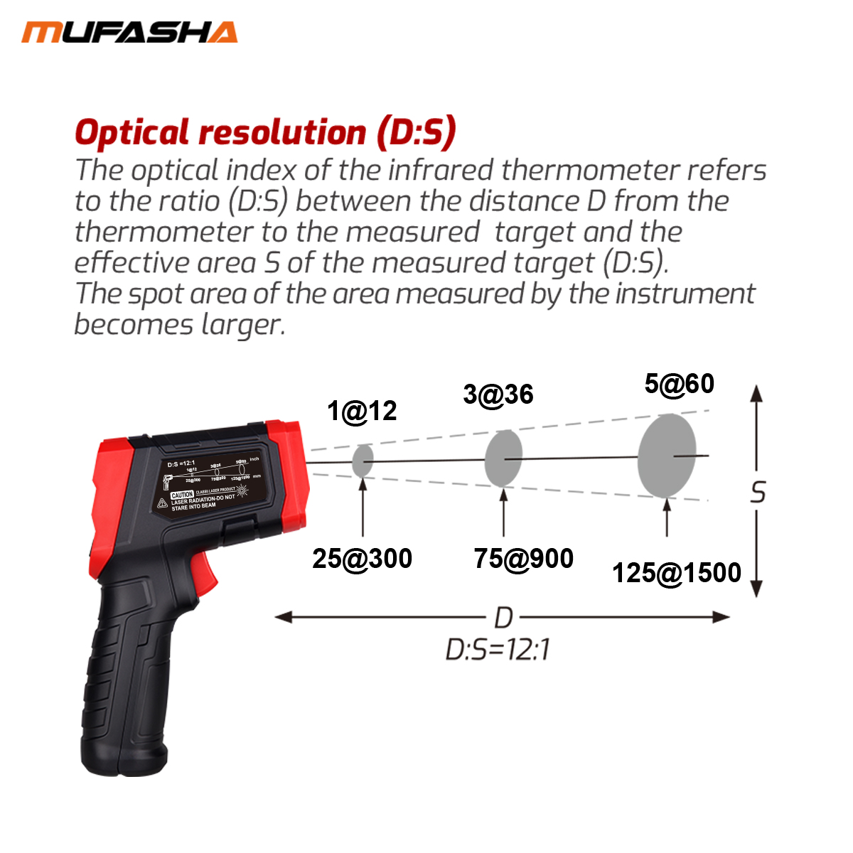 MUFASHA -32~400 Celsius Laser Industrial Alarm Digital Thermometer High Temperature Non-contact Gun Infrared Thermometer