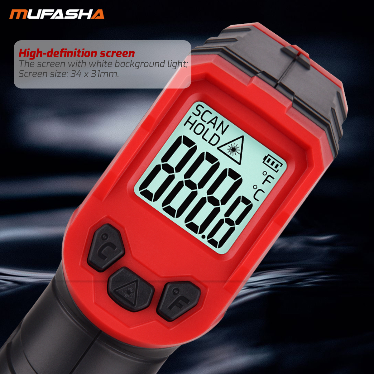 MUFASHA -32~400 Celsius Laser Industrial Alarm Digital Thermometer High Temperature Non-contact Gun Infrared Thermometer