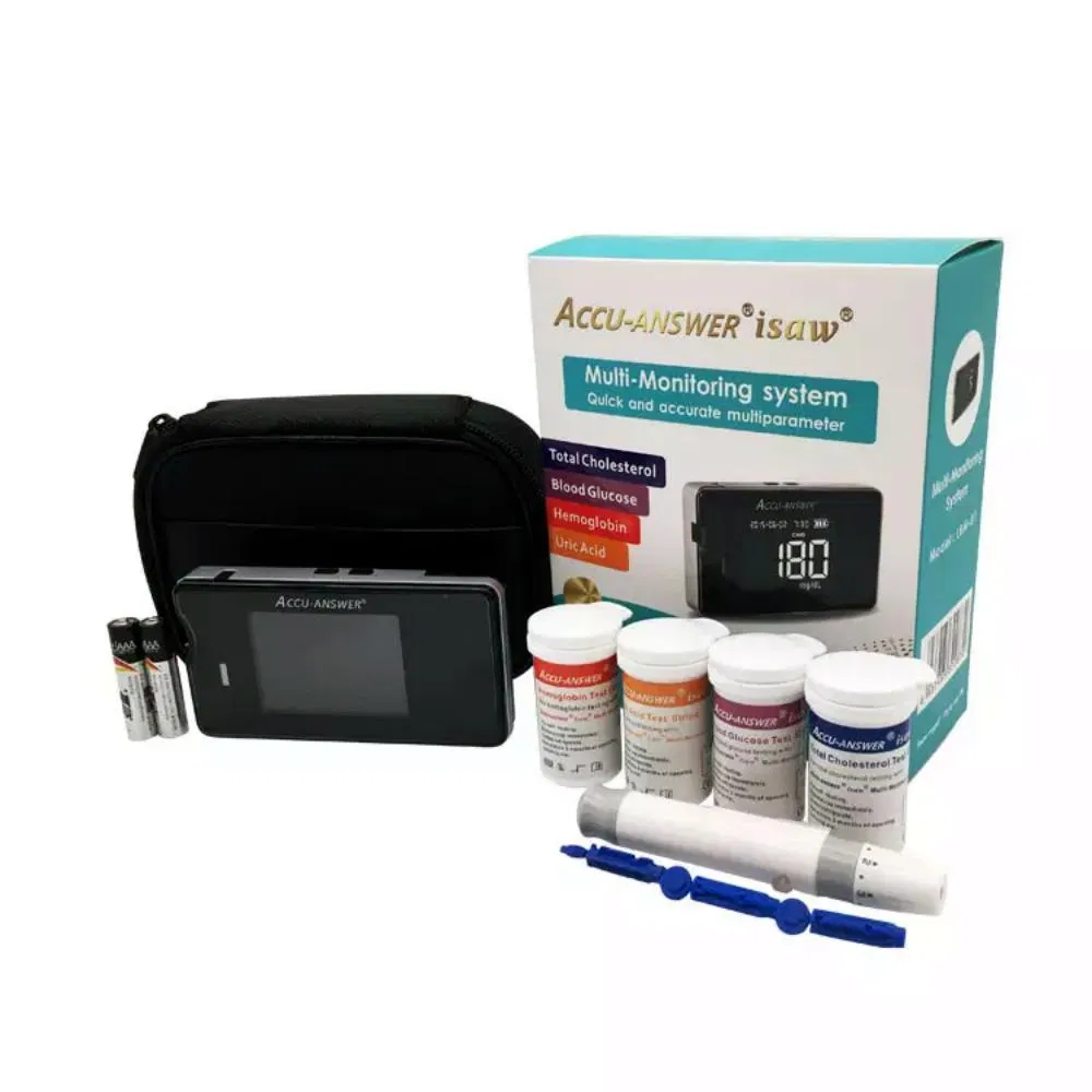 2023 Automatic Smart 4 in 1 Cholesterol Testing Device Uric Acid Hemoglobin Analysis Glucosemeter Blood Glucose Rapid Test Meter