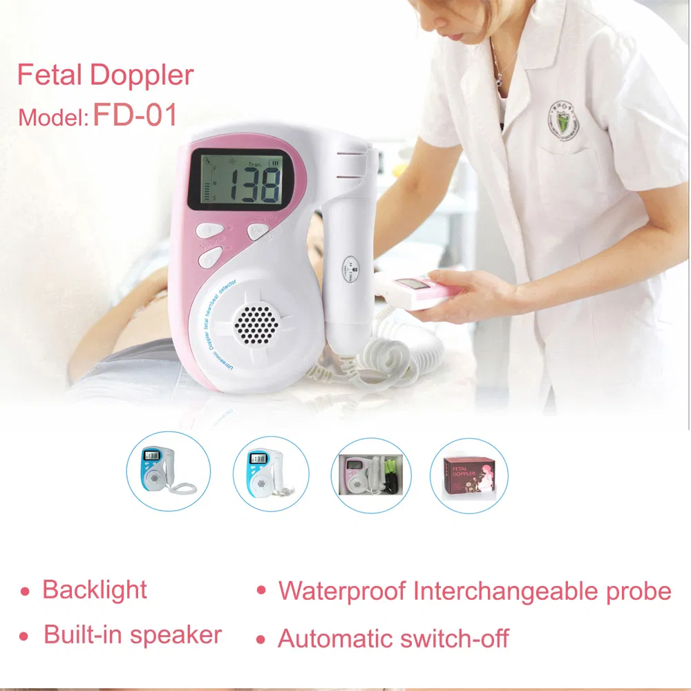 Ultrasound Fetal Doppler with Waterproof Probe for Clinical and Home Use Fetal Heart Monitoring