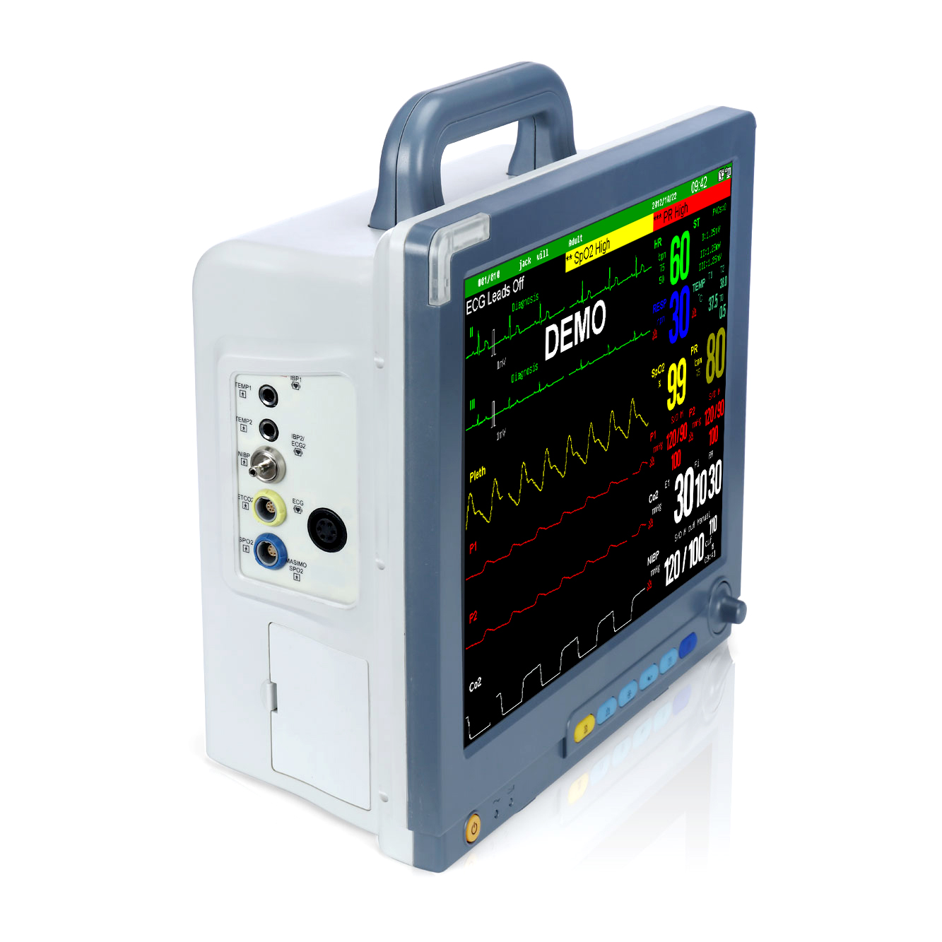 Medical Equipment Portable 15 Inch Multi-Parameter Patient Monitor for ICU &amp; Veterinary Use