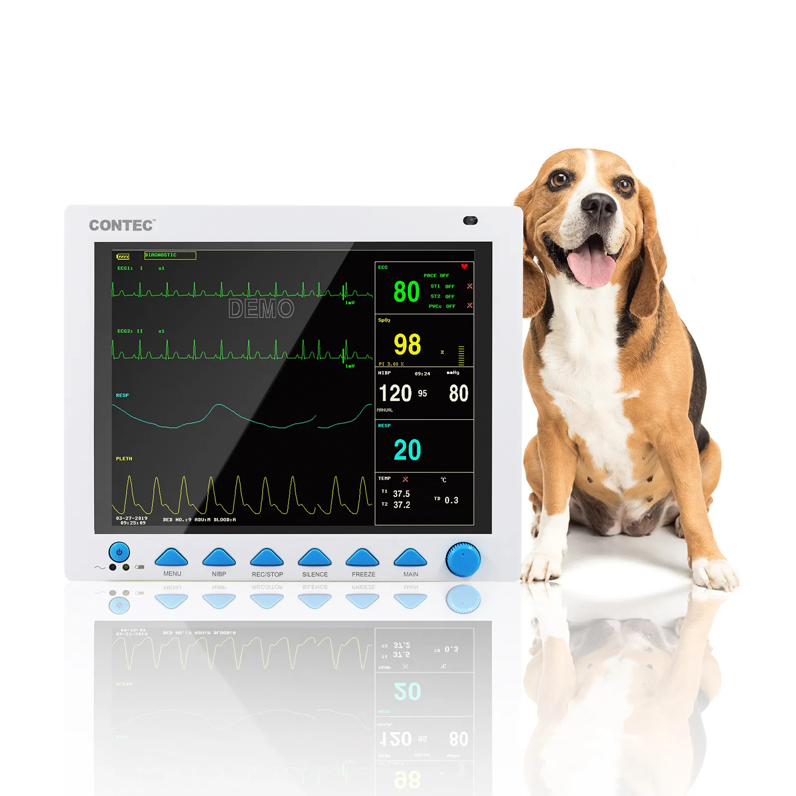 Contec Vet Equipment Multiparameter Etco2 SpO2 Capnograph Veterinary Patient Monitor