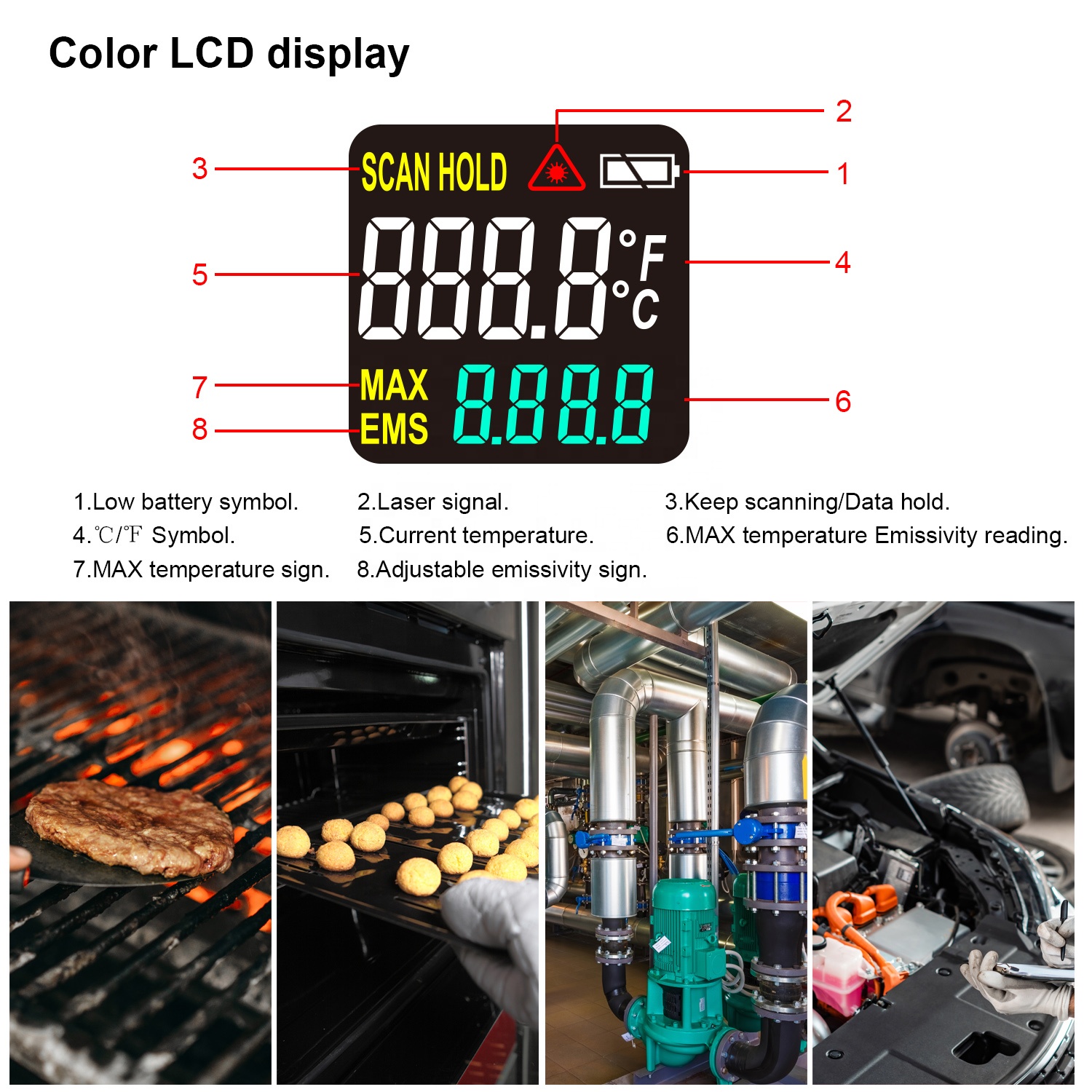 Household IR Thermometer Digital High Temperature Guns Pyrometer Double Laser Industrial Thermometer Infrared Thermometer