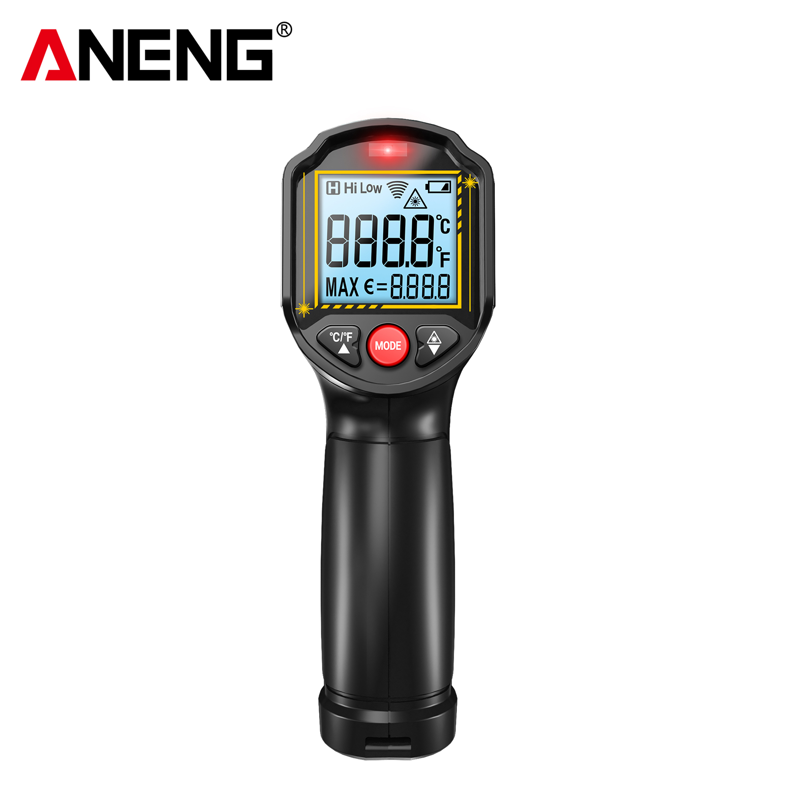 ANENG TH202 Non-Contact Infrared Thermometer LCD Backlit Display Screen Pyrometer Tester Meter -50~600℃ Temperature Gun ABS OEM