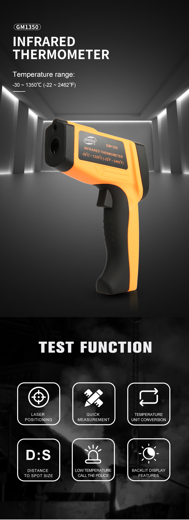 GM1350 Industrial Infrared Thermometer Detail 1