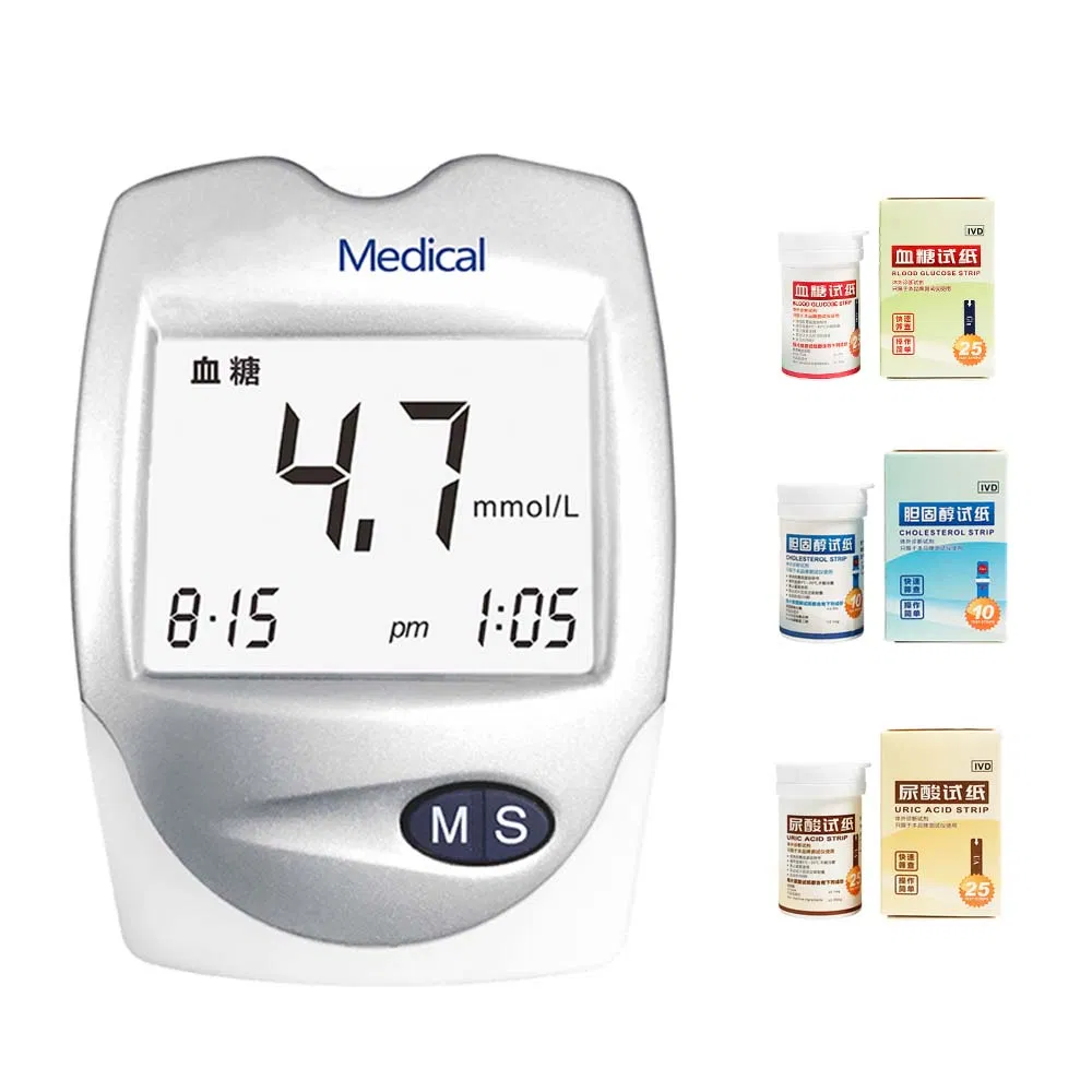 Multifunction Glucometro Cholesterol Machine Monitor Glucometer Blood Glucose Cholesterol Uric Acid Meter with Test Strips