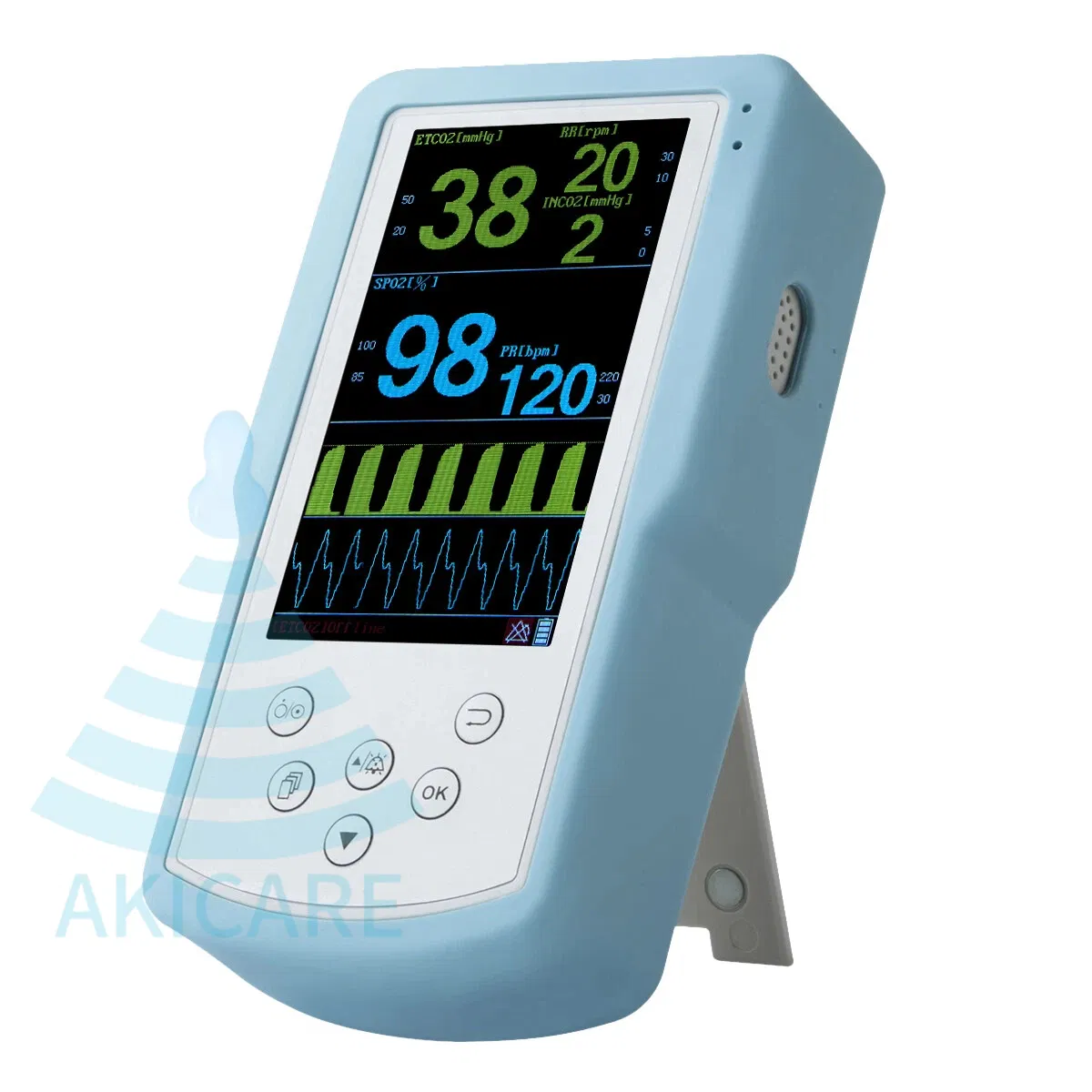 Mainstream Etco2 Real Time Capnograph SpO2 Monitor External Oximeters Reusable Capnometer