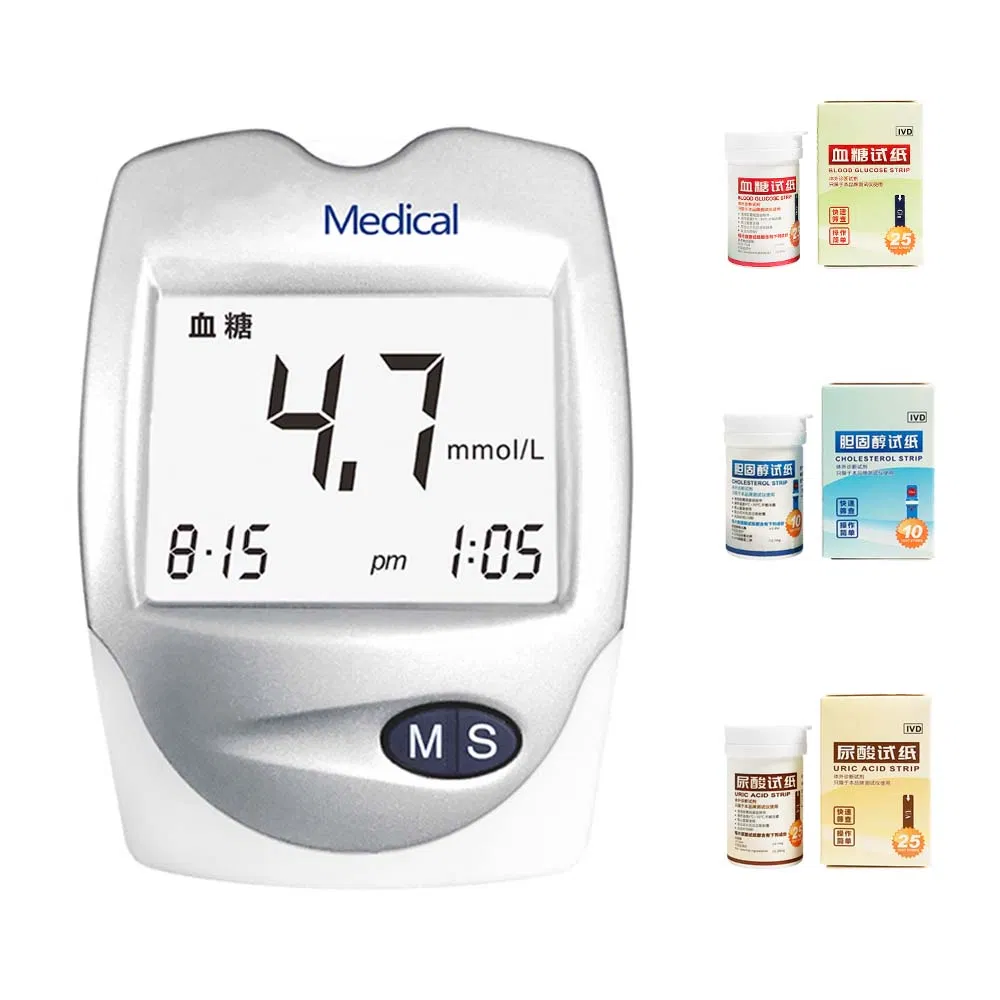 High Accuracy Blood Glucose Meter Blood Glucose Cholesterol Uric Acid Meter with Test Strips