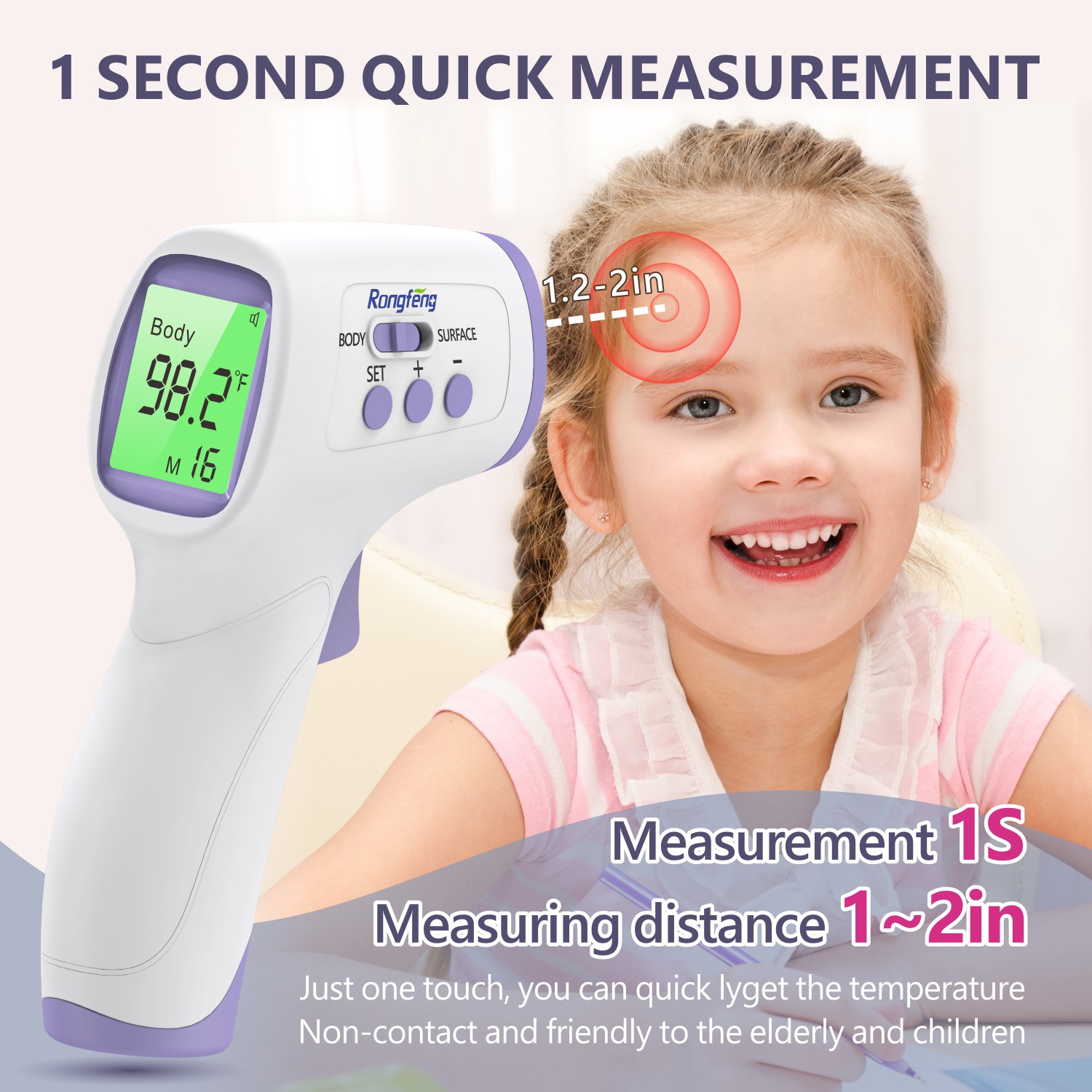 Medical Digital Non-Contact Infrared Body Temperature Monitor Household Thermometer for Baby Adults Plastic Fever Measure Tool