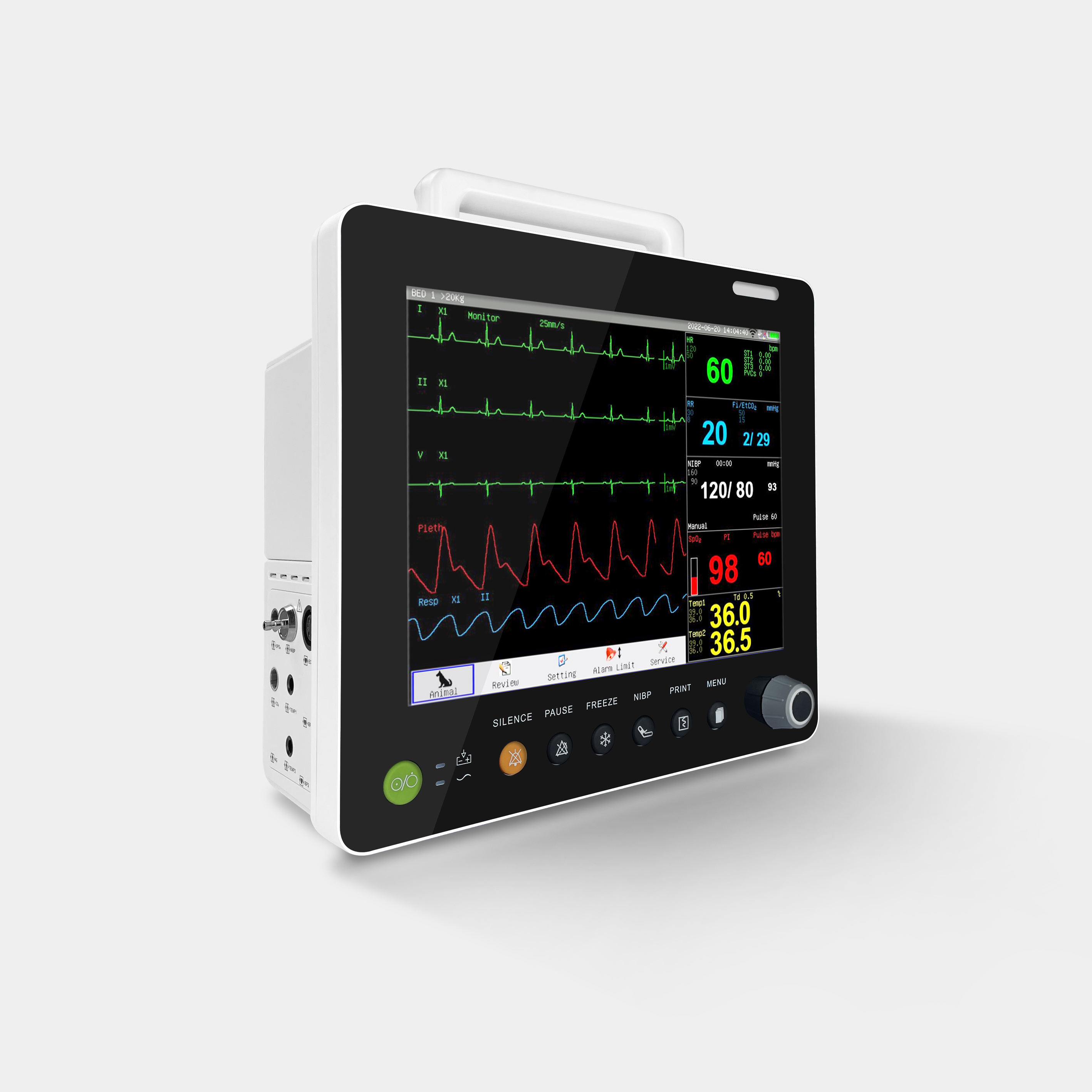 Advanced Veterinary Multi-Parameter Patient Monitor for Anesthesia Surgery in Animal Hospitals CE Certified Plastic Construction