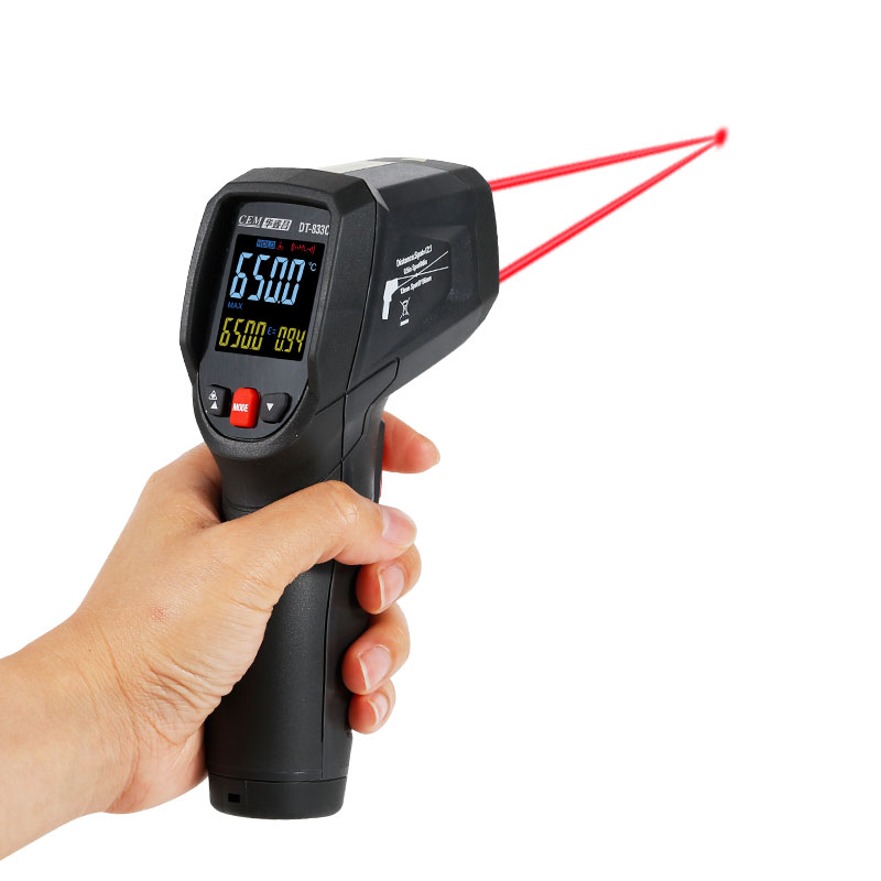 CEM DT-833c Industrial 650℃ High Precision Infrared Thermometer ABS Material Kitchen Oil Water Temperature Gun for Home Use OEM