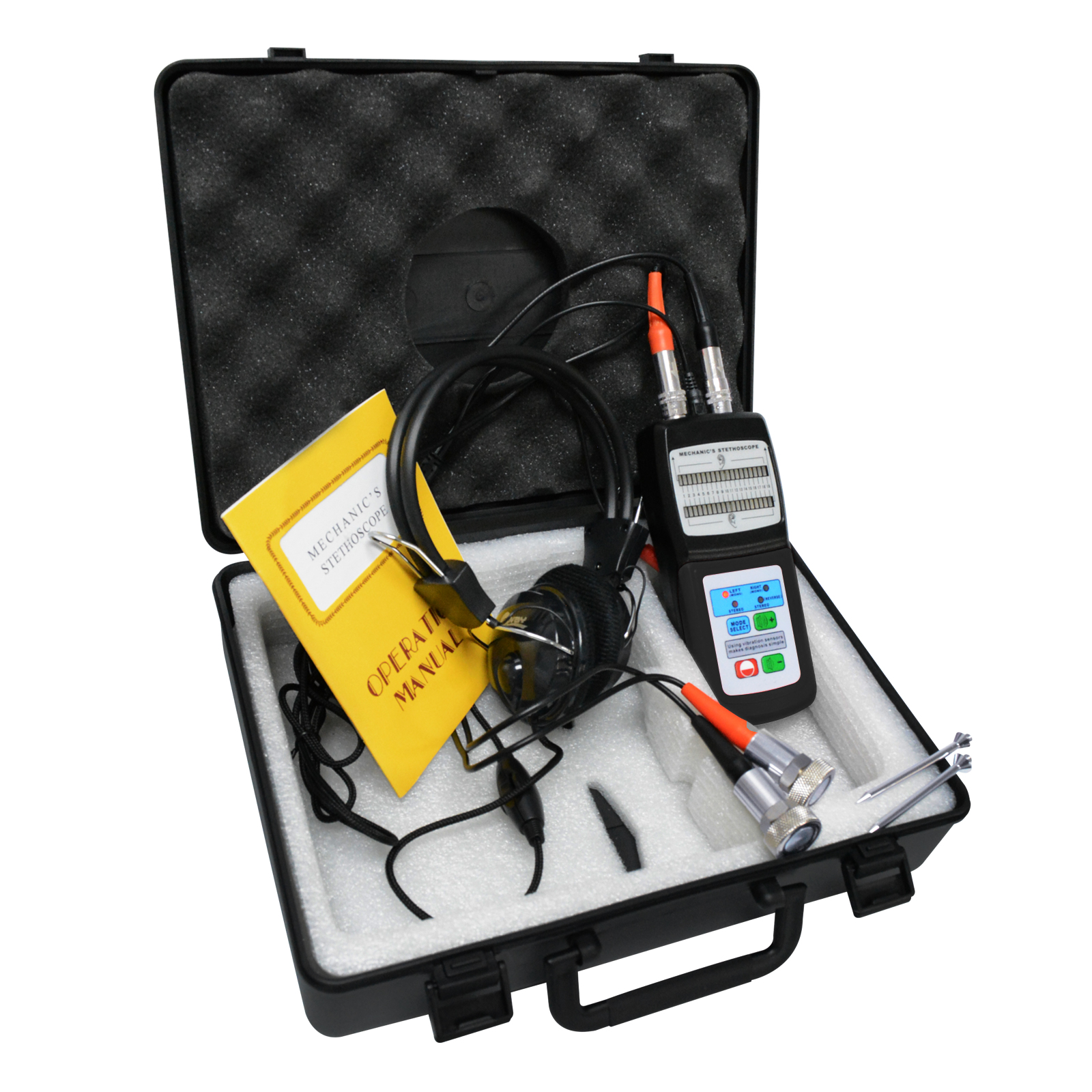Digital Mechanic's Engine Stethoscope with Headphone &amp; 2 Separate Sensor Probe, 10~10K Hz Sound Noise Detection Automotive Tool