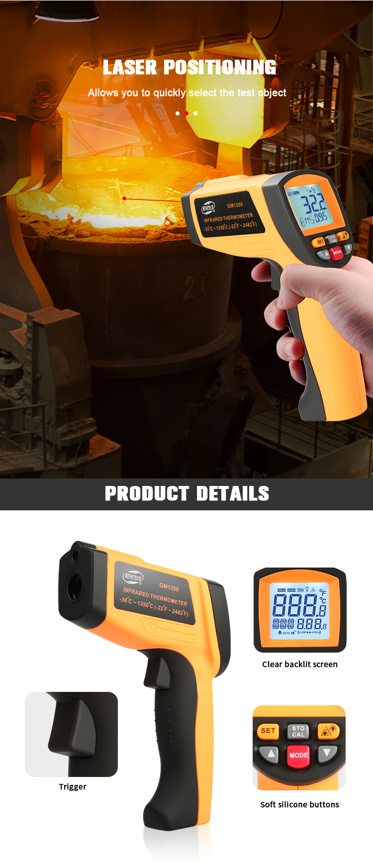 GM1350 Industrial Infrared Thermometer Detail 3