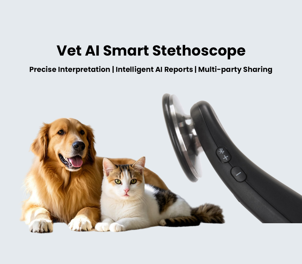 Veterinary Digital Stethoscope with Al Interpretation Wireless for Dog Cat Heart Lung Sound Detection
