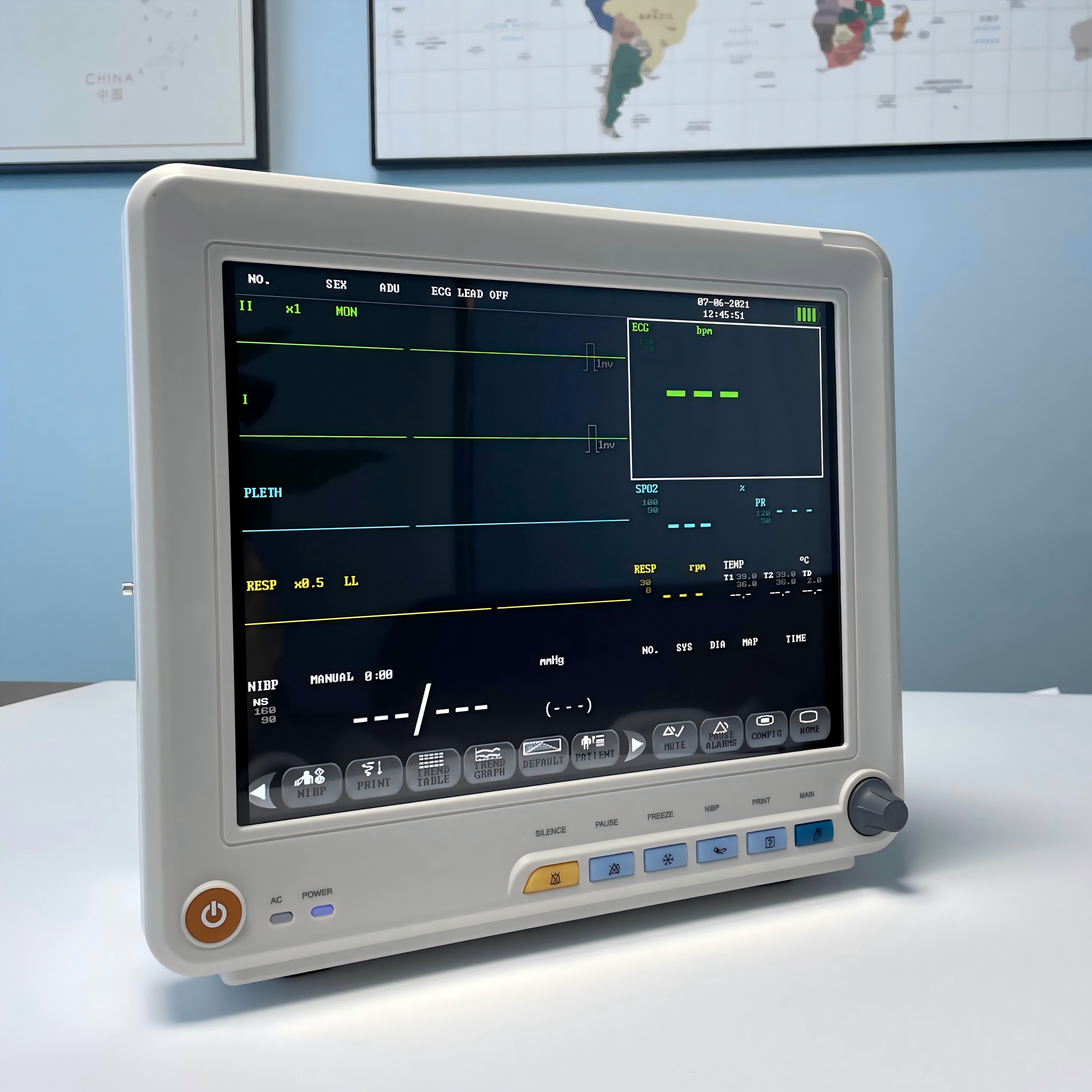 Veterinary Multi Parameter Patient Monitor with ECG SpO2 NIBP TEMP RESP for Animal ICU Hospital