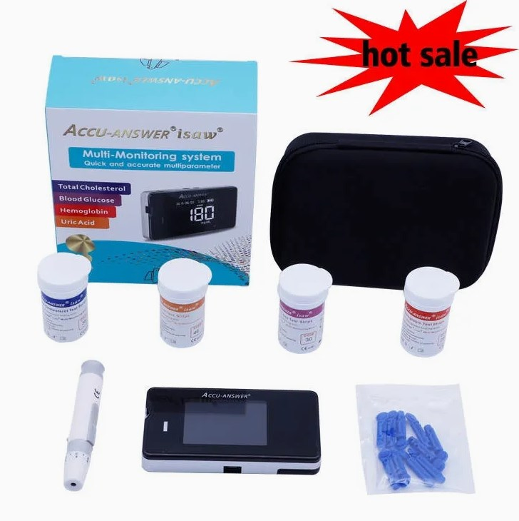 Medical Equipment of Accu-Answer Isaw Multi-Monitoring System 4-in-1 Kit Meter for Cholesterol Blood Glucose Hemoglobin Uric Acid Rapid Test for Household