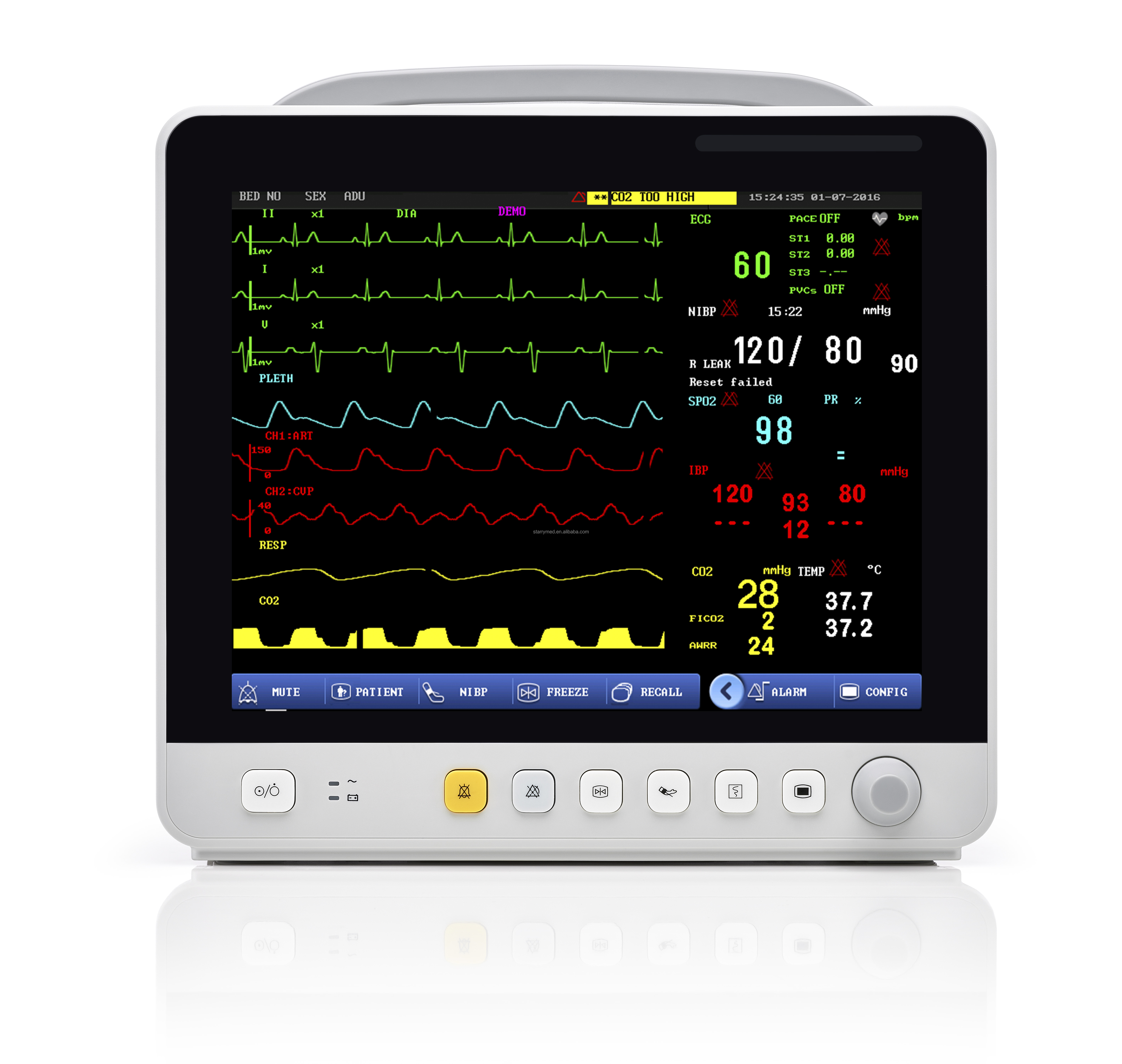 High Quality Factory Price 12.1 Inch Multi-Parameter Patient Monitor Medical Device for Hospital ETCO2 Patient Monitor