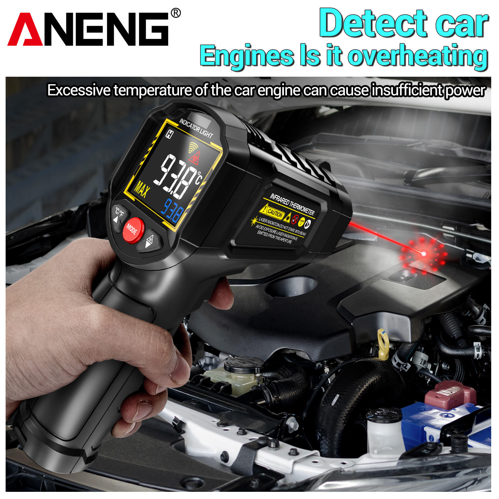 ANENG TH203 Smart Industrial Infrared Thermometer -50~600 Temperature Gun VA Reverse Color Screen Plastic OEM
