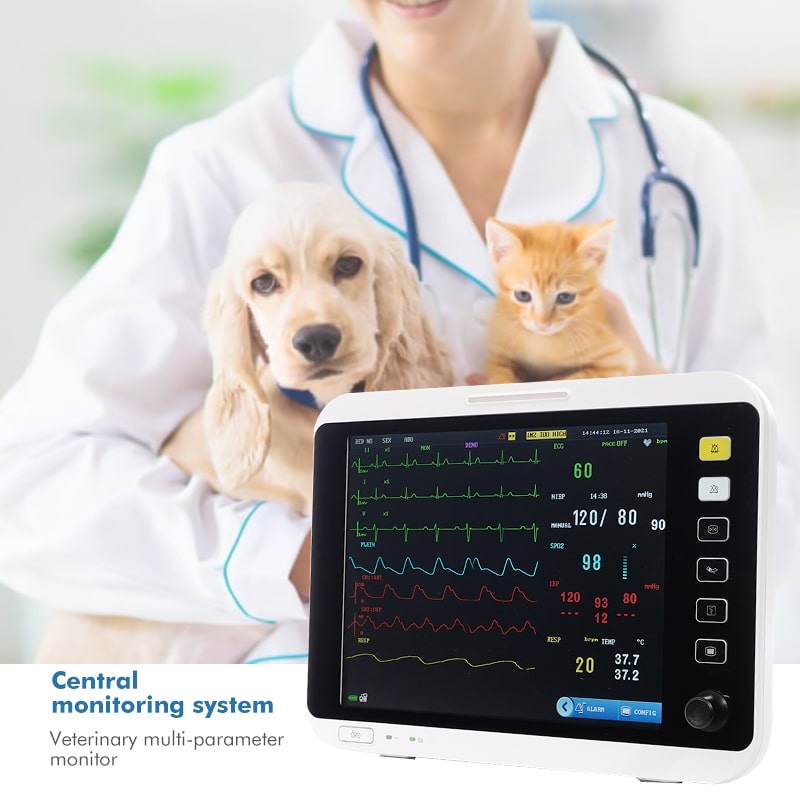 High Accuracy Mobile Digital Vet Care Monitor Multi-Parameter Veterinary Blood Pressure Monitor