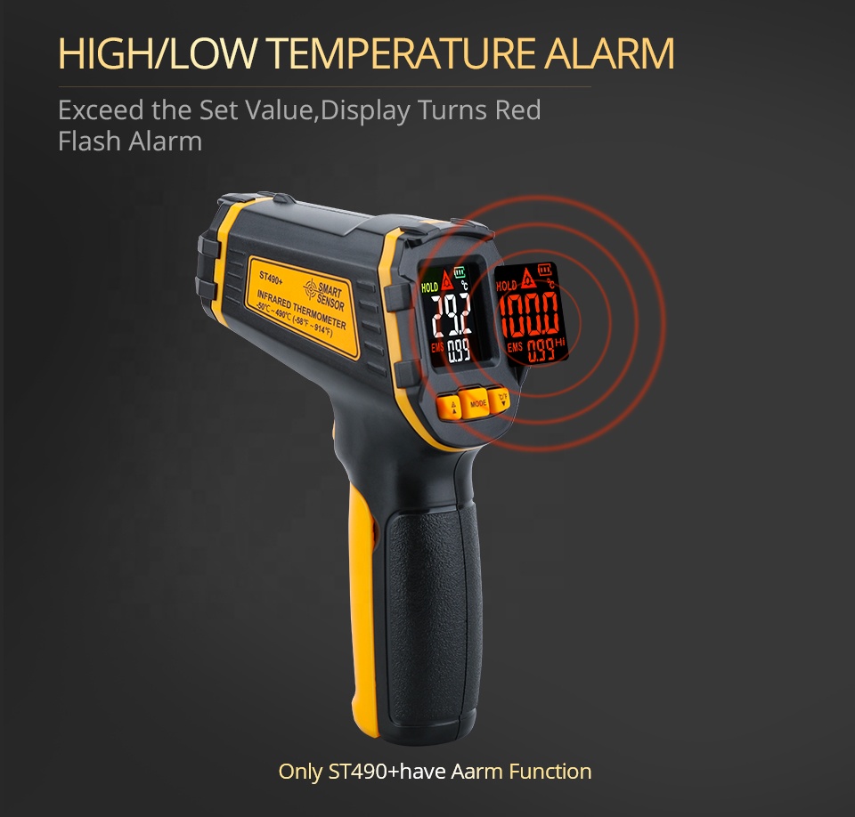 Digital Industrial Infrared Thermometer Laser Temperature Meter Non-contact Pyrometer Imager Hygrometer IR Termometro Alarm