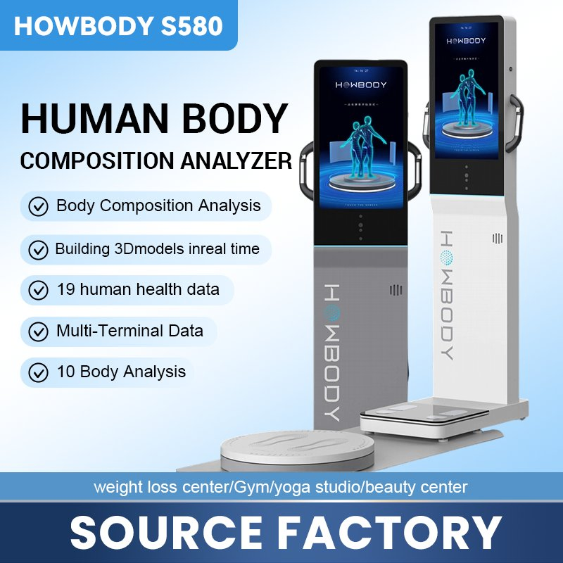 Commercial Fitness Center 8-Electrode Body Fat Analyzer, 3D Posture Analysis, Bioimpedance Technology, Body Composition Analyzer