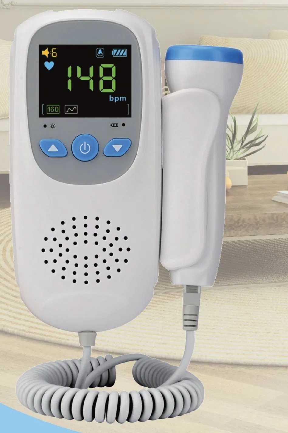 Portable Heartbeat Fetal Doppler Baby Heart Monitor for Pregnancy Fd-610