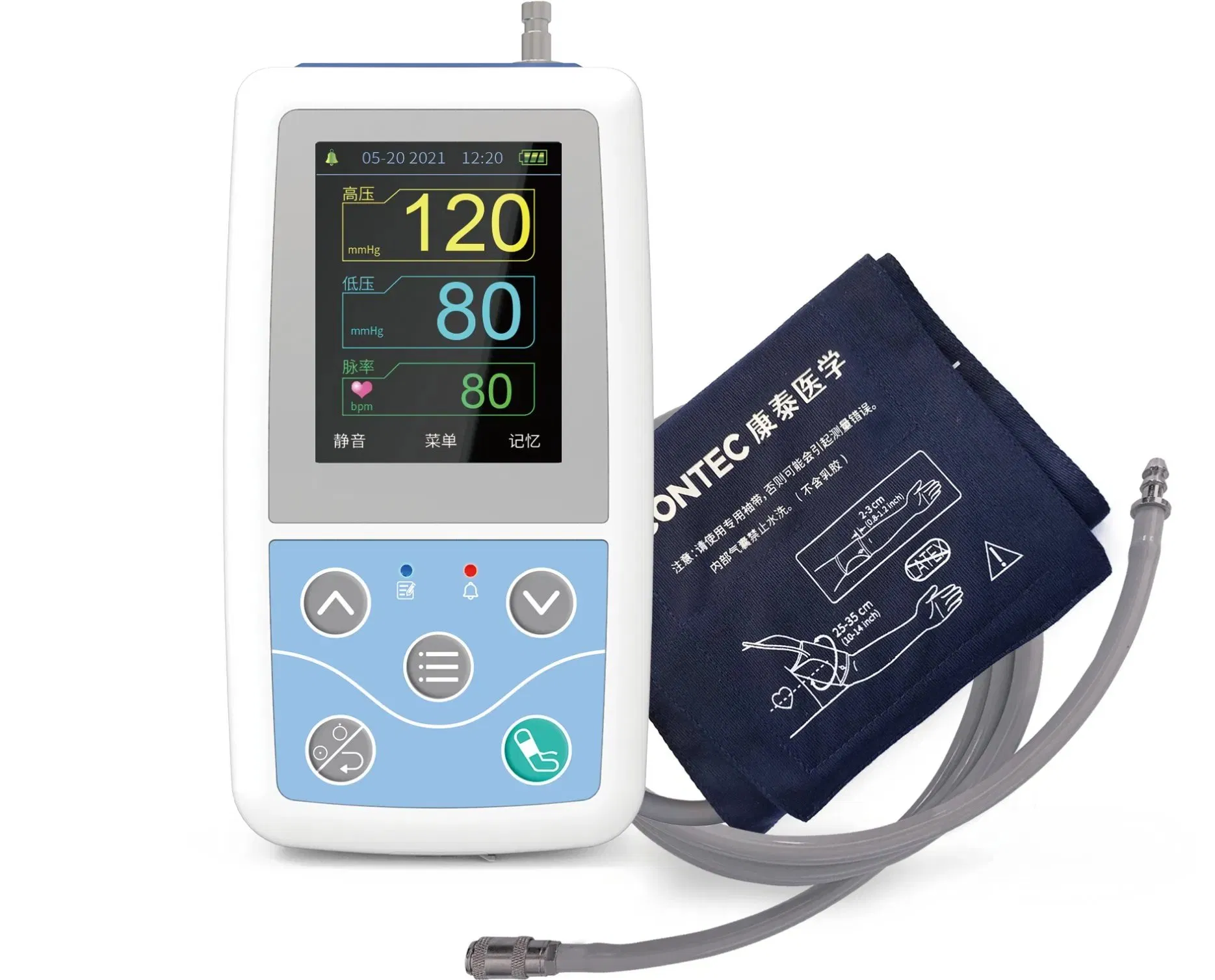Professional Abpm Device 24-Hour Portable Blood Pressure Monitor with Hypertension Reporting for Clinical Use