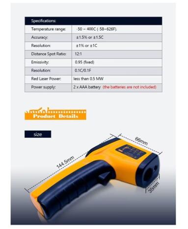 Industrial Infrared Thermometer for Car Inspection Tools